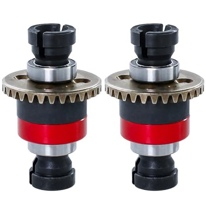 Assembled Differential 30T 0.8Mod for ARRMA 1/18 Granite GROM, Typhon GROM, 1/14 Mojave GROM, 1/12 Losi AWD RC Racecar, RC Front & Rear Universal Upgraded Metal Differential 2Pcs (Black/Red) - color: Black-red