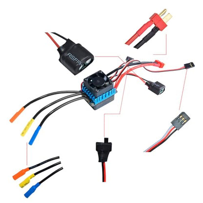 RC 45A Waterproof ESC with Sensorless Brushless Motor Compatible for WLtoys 144010 124016 124019 1/12 RC Car