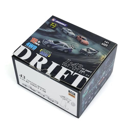 1/43 Scale RC Drift Race Car Gyro 4WD Ready to Go Mini Remote Control Vehicle High Speed Hobby Car Model with Gyro(Blue and Silver), for Ages 14+ - color: Blue and Silver