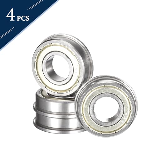 FR8ZZ Flanged Ball Bearing, ID 1/2" x OD 1-1/8" x Width 5/16" Miniature Bearings, Double Metal Shielded Deep Groove Bearings, Pre-Lubricated (GCr15) Chrome Steel 4pcs - size: FR8ZZ 1/2x1-1/8"x5/16"