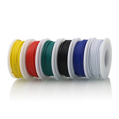 Hook up Wire Kit (Stranded Wire Kit) 24 Gauge 6 Colors 32.8 feet Each Electrical Wire 24 AWG PVC Wire - size: 24AWG