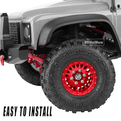 RC 1.0 Beadlock Wheels and Tires for 1/18 TRX4M,1/24 SCX24 RC Crawler,Alloy Aluminium RC Wheels 1.0 Beadlock Rims Soft Rubber Tires,4PCS,Red - color: Red(4pcs)
