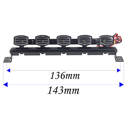 RC LED Light Bar Roof LED Lamp Compatible with Traxxas TRX-4 SCX10 90046 D90 SCX10 II CC01 Redcat Gen7 1/10 RC Crawler Car Truck (5Led Light) - style: 5Led Light
