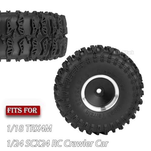 RC 1.0" Wheels and Tires for 1/18 TRX4M,1/24 SCX24 RC Crawler Car,RC Off Road Buggy Rally Truck Wheel and Tires,1.0 Alloy Wheel Rims & Rubber Tires,w/Foam Inserts,7mm Hex Rim,4PCS-(B) - style: 1.0 - (B-Jc Tires)