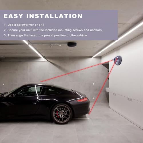 Parking Guide Assist Laser Sensor, 360 Degree Adjustable Car Stop Indicator with AC Adapter, Universal Dual Lasers Guide Motion Activated Parking Sensors for Most Cars