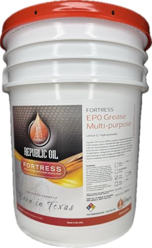 Republic Oil Fortress EP0 Lithium Multi-Purpose Industrial Grease Pail 35 lb – Extreme Pressure Heavy Duty Grease for Construction, Agriculture, Crusher, Shaker & Classifier Bearings Made in USA