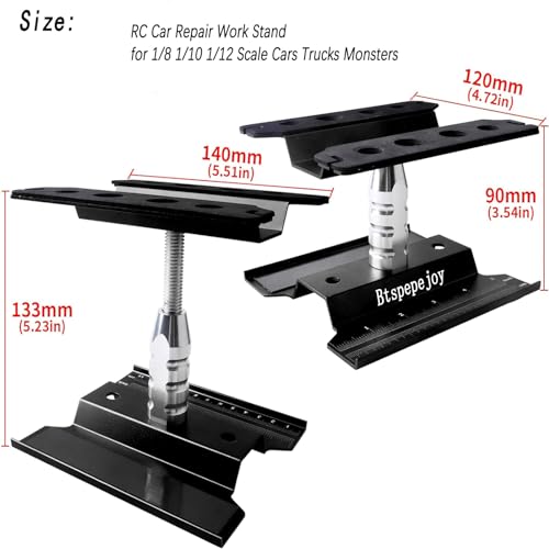 RC Car Work Stand RC Car Repair Work Stand Repair Workstation for 1/8 1/10 1/12 Scale Cars Trucks Monsters Buggies 360 Degree Rotation Lift Lower RC Tool Kit