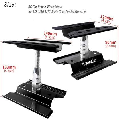 RC Car Work Stand RC Car Repair Work Stand Repair Workstation for 1/8 1/10 1/12 Scale Cars Trucks Monsters Buggies 360 Degree Rotation Lift Lower RC Tool Kit