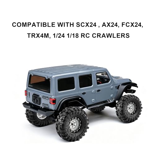 1.3" Beadlock Wheels and Tires for SCX24 TRX4M RC Crawler (Silver) | CNC Aluminum Beadlock Wheels, Ultra-Soft Sticky Rubber Tires, Built-in Foam Inserts, 70*28mm - color: Silver 368 F
