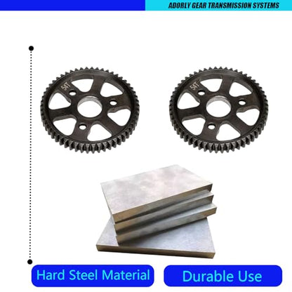 2pcs Hardened Steel 54T Spur Main Gear for Traxxas 1/10 Slash Stampede Rsutler Jato 4x4 6804 6807 6808 6708 Upgrade Parts,Replace#3956