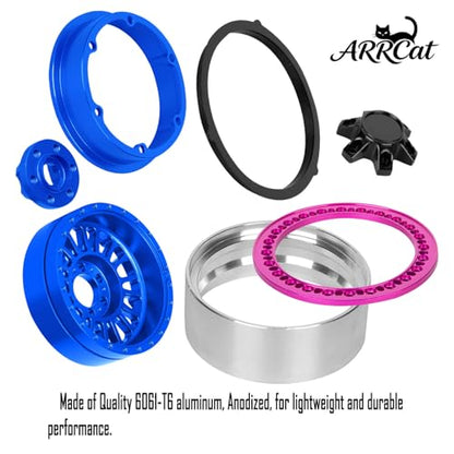 Alloy 2.2 Beadlock Wheels Rims for 1/10 TRX4 TRX6 SCX10 SCX10 II SCX10 III SCX10 Pro Gen7/8 D90 VS4-10 MST CFX RC Crawler Car,RC 2.2 Beadlock Wheel Off Road Buggy Rally RC Truck Wheel,Navy Blue - color: Navy Blue - (Alloy 2.2 Beadlock)