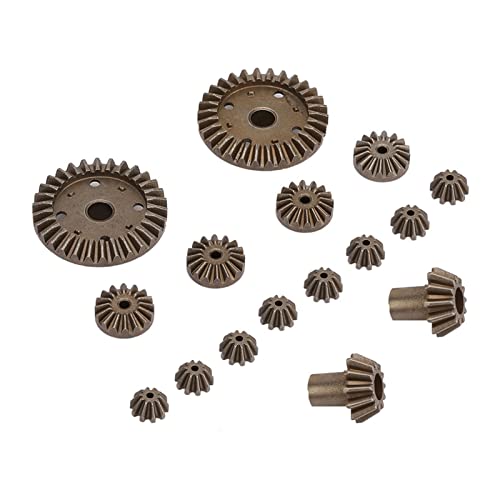 T best 16pcs Metal Gear, Metal Spur Diff Differential Main Gear RC Gear Upgrade Parts Fit for 12428 12423 RC Accessory