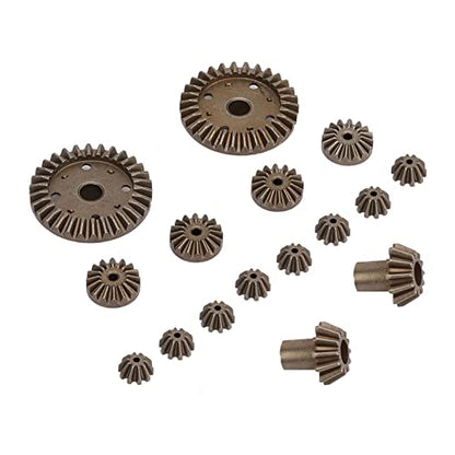 T best 16pcs Metal Gear, Metal Spur Diff Differential Main Gear RC Gear Upgrade Parts Fit for 12428 12423 RC Accessory