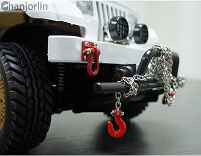 1/10 RC Crawler Car Mini Simulation Metal Trailer Chain with Tow Hook Accessories for 1:10 Scale Rock Crawler Truck Car Traxxas TRX4 SCX10 RXB10 Redat Axial RC4WD Tamiya TF2 Gen8 (Black) - color: Black