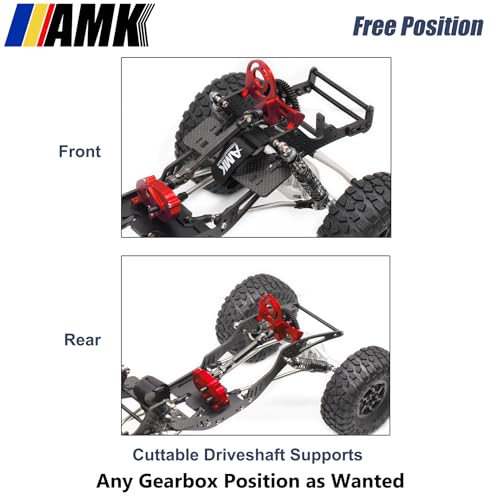 AMK 1/10 Scale Transmission Kit OD Transfer Case Gearbox with 30% Overdrive Gear Box 3Pcs Driveshafts for RC Crawler Axial SCX10 II Element Enduro DIY LCG Chassis (Red) - color: Red