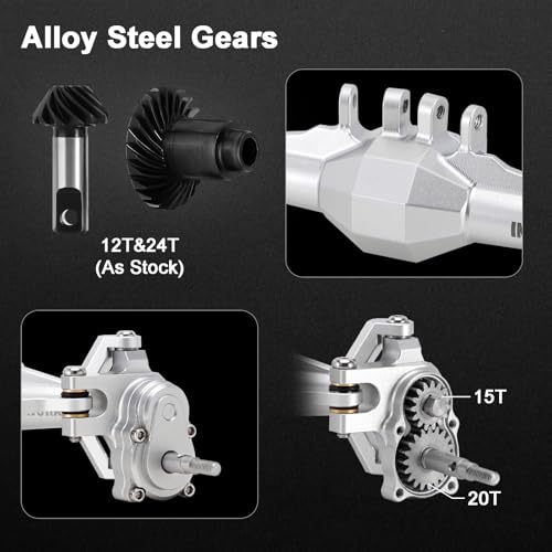 INJORA +5mm Diamond Portal Axle with Lay Down Servo Mount for TRX4M(Silver) - color: Silver