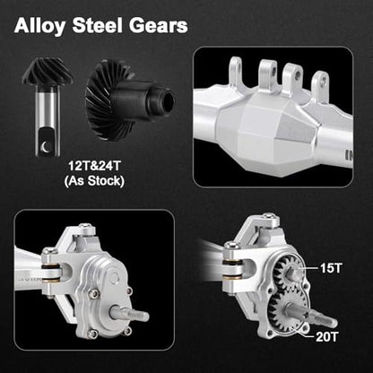 INJORA +5mm Diamond Portal Axle with Lay Down Servo Mount for TRX4M(Silver) - color: Silver