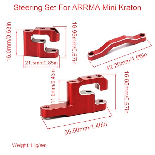 Hobby Aluminum Front and Rear Knuckle Arm Set Steering Set for ARRMA Mini Kraton 3S Speed Truck-ARA2508 Upgrades - Purple (Red Steering Set)