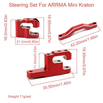 Hobby Aluminum Front and Rear Knuckle Arm Set Steering Set for ARRMA Mini Kraton 3S Speed Truck-ARA2508 Upgrades - Purple (Red Steering Set)