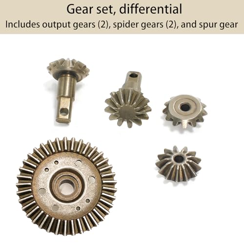 Differential Gear Set Assembly Upgraded Diff Gear Kit for 1/10 HQ727 Traxxas Slash 4x4 Ford Rally Stampede XO-1 Raimo RC Car, Include Output Gears (2), Spider Gears (2), and Spur Gear