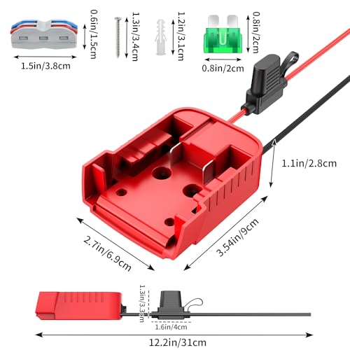 Kzreect 2Pack for Power Wheel Adapter Compatible with Milwaukee 18V Battery | 12AWG, Wire Terminals, 30A Fuse Holder, Switch, Battery Converter Kit for DIY Ride-On Car Toys LED Projects, Easy to Secure