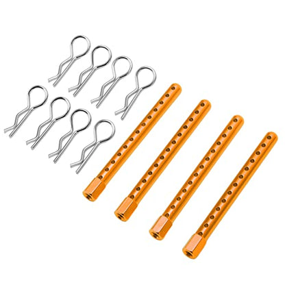 RC Body Post, Adjustable Aluminum Alloy Car Shell Column, High Strength Support Rod for HSP 1/10 RC Cars Off-Road Racing - color: Gold