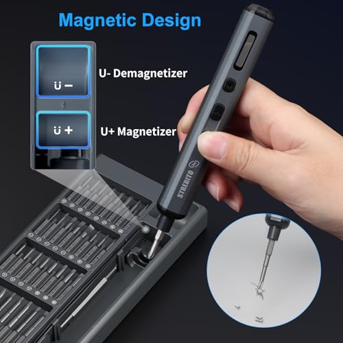 STREBITO Mini Electric Screwdriver Set, 70 in 1 Small Electric Screwdriver - 64 S2 Preicison Bits, 5 Torque Settings, 4 LED Lights, Mini Power Screwdriver Repair Tool Kit for PC Electronic (Upgraded) - style: Upgraded