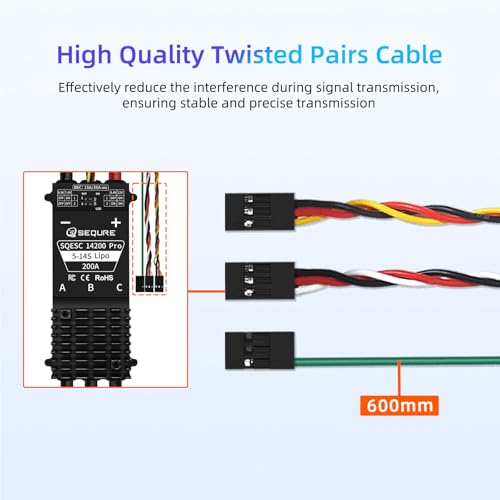 SEQURE 200A Brushless ESC 5-14S Lipo for Drones Helicopters Surfboards | Electric Speed Controller with 12V 15A BEC and 5V Fan AM32 - color: AM32