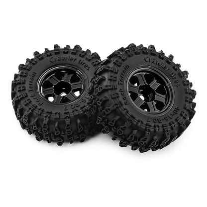 0.7 Inch RC Crawler Tires and Wheels Set 40×16mm for 1/30 Scale Axial SCX30 (Black) - color: Black