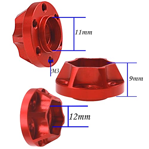 ShareGoo Aluminum 12mm Wheel Hex Hub Extension Adapter Compatible with 1.9 2.2inch Beadlock Wheel Rim Axial SCX10 TRX-4 Gen7 D90 1/10 RC Crawler Car (9mm) - size: 9mm