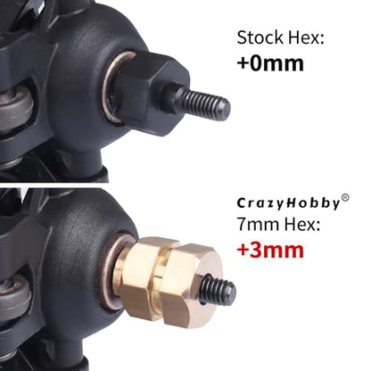 Brass Hex Wheel Hubs 7mm Extension Drive Adaptor Set for 1/18 TRX4M TRX4MT Bronco F-150 K10 Defender RC Crawler High Trail Upgrade Parts, 4 Pack