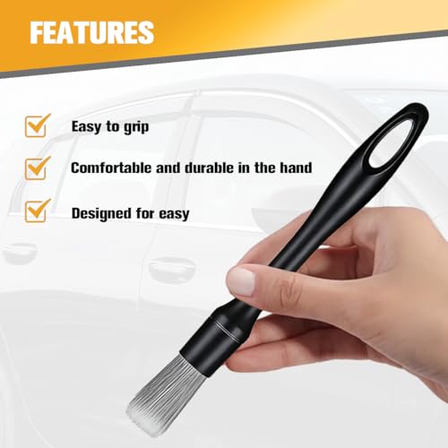 6PCS Car Detailing Brush Kit, Including 3 Ultra Soft No Scratch Boar Hair & 3 Vent Cleaning Brushes, Multi-Use Automotive Interior Detailing Kit, Universal for Most Vehicles - size: 6PCS