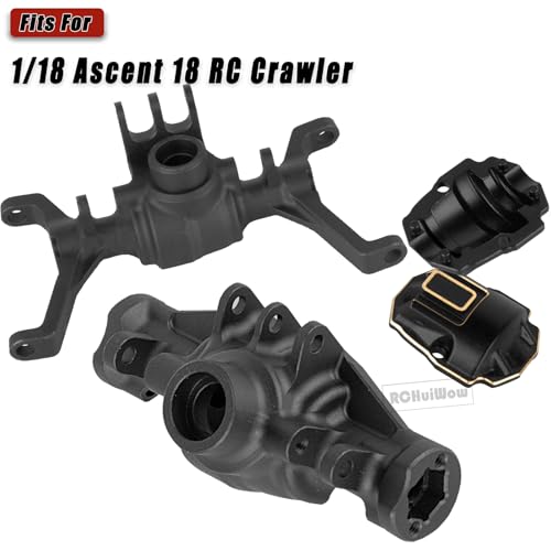 RC Upgrades Part for 1/18 Ascent-18,Aluminium Front & Rear Portal Axles,Brass Outer Portal Housing,Diff Cover,Skid Plate,Servo Mount,Steering Knuckle,Steering Link,Black - color: Black W/Black