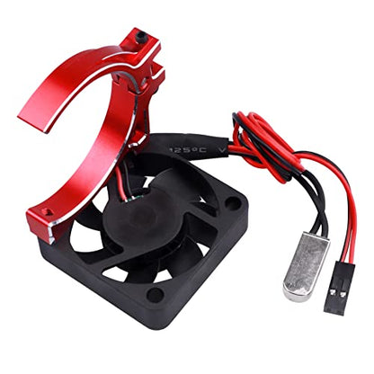 Aluminum Heat Sink with Thermal-Controlled 40mm Cooling Fan for 42mm Brushless Motors – Compatible with 4268 4274 Traxxas Arrma 1/8 & 1/10 Scale RC Cars (Red) - color: Red