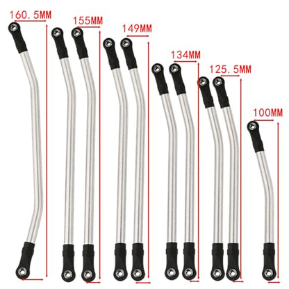 313mm Wheelbase 10Pcs Stainless Steel Link Rod Linkage for 1/10 RC Axial SCX10 II AX90046 AX90047 Rock Crawlers Metal Upgrade Parts