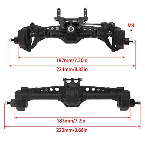 MEUS RACING SCX10 Axles Front & Rear Portal Axles for Axial SCX10 SCX10 II 1/10 RC Crawler Upgrade Pasrts, Nylon Axles with Steel Gears and Metal Bearings (Black) - color: Black