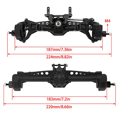 MEUS RACING SCX10 Axles Front & Rear Portal Axles for Axial SCX10 SCX10 II 1/10 RC Crawler Upgrade Pasrts, Nylon Axles with Steel Gears and Metal Bearings (Black) - color: Black