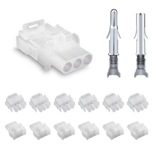 JRready ST6425 MLX 3 Pin Power Connector，2.13mm Diameter Pin and Sockets 14-20 AWG，Compatible with Molex MLX 3 Pin Male& Female Connector (6 Matched Sets),6.35mm Pitch - size: MLX 3Pin Connector
