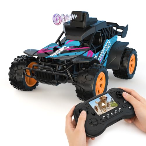 FPV Remote Control Car with 2.8 Inch Display, 60° Adjustable HD Camera, APP & 2.4G Radio Control, 2 Speed Modes, Rechargeable Off-Road RC Truck Toy, Ideal Gift for Kids Adults - color: Black and Pink