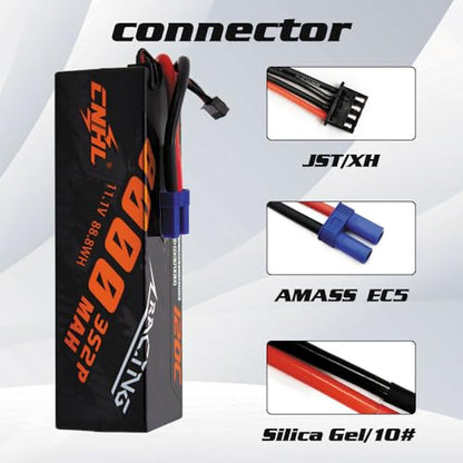 CNHL 8000mAh 11.1V 3S LiPo Battery 120C with EC5 Plug (2 Packs) | Heavy duty RC battery for 1/8, 1/10, 1/12 scale RC cars, trucks, boats, and LOSI Associated hobby racing vehicles.