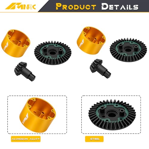 2PCS Diff Differential Case Cover 37t & 13t Gear Compatible with Arrma 1/10 Senton Big Rock Granite 3S BLX Diff Cover Outcast Kraton 4S 1/8 Typhon 3S Mojave Infraction Upgrades Part Yellow - color: Yellow