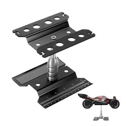 MECCANIXITY 1 Set RC Car Work Stand Lift Lower Aluminum Repair Workstation 360 Degree Rotation with Black Screw Tray for 1/8 1/10 1/16 Scale RC Car Crawler Truck Vehicle (Black) - color: Black