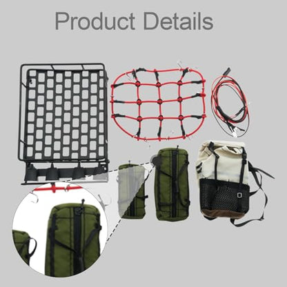 1: 10 RC Crawler Roof Rack and Luggage Set Multiple Waterproof Bags Accessory Lightweight DIY Modification Parts, Style B