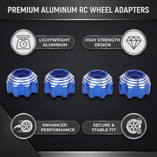 VBESTLIFE RC Wheel Hex Adapters, Aluminum Alloy 8x32 to 17mm Hex Adapters for 8x32 3.8in Wheels Electric Car Truck (Blue) - color: Blue
