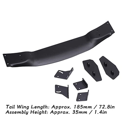 RC Car Rear Wing Spoiler Aluminum Alloy High Performance Racing Upgrade Part for 1/10 Scale On Road Drift Cars Universal Fit Black 185mm Length