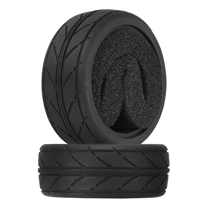 uxcell 2Pcs Soft Rubber RC On-Road Car Tyres D6-Type Sponge Inside for RC 1/10 HSP Tires Scale Touring On-Road Racing DIY Model Car- 62mm(2.44") OD x 26mm(1") Width, Black