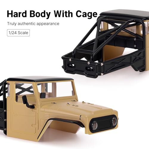 INJORA IR40-24 Half Truck Hard Body with Cage for 1/24 SCX24 (Sandy Taupe) - color: Sandy Taupe