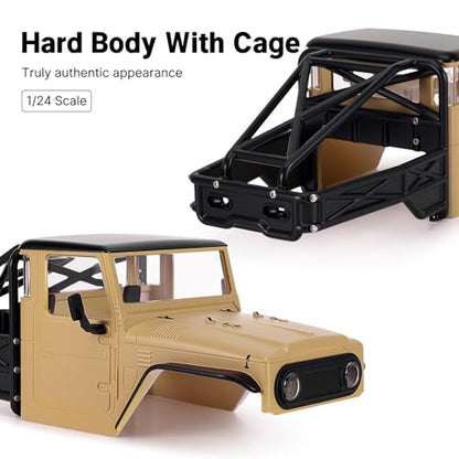 INJORA IR40-24 Half Truck Hard Body with Cage for 1/24 SCX24 (Sandy Taupe) - color: Sandy Taupe