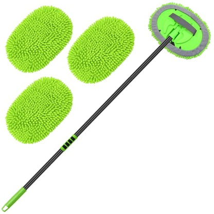 62'' Car Wash Brush Kit with Long Handle, Microfiber Car Wash Mop Mitt Scratch-Free Car Detailing Care Kit Car Cleaning Brush Supplies for Cars RV SUV Truck Boat