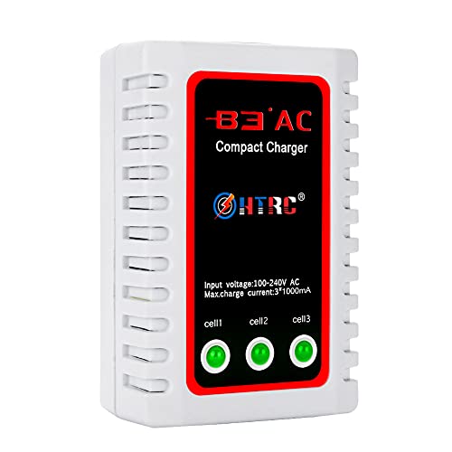 HTRC RC Battery Charger, AC 100-240V Output 20W 1000mA/2000mA 2-8S (2.4-9.6V) NiMH/NiCD Battery Chargers with Standard Tamiya Connector for Drone, RC Car, RC Boat, Airsoft Batteries